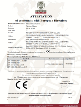 Attestation Of Conformity With European Directives